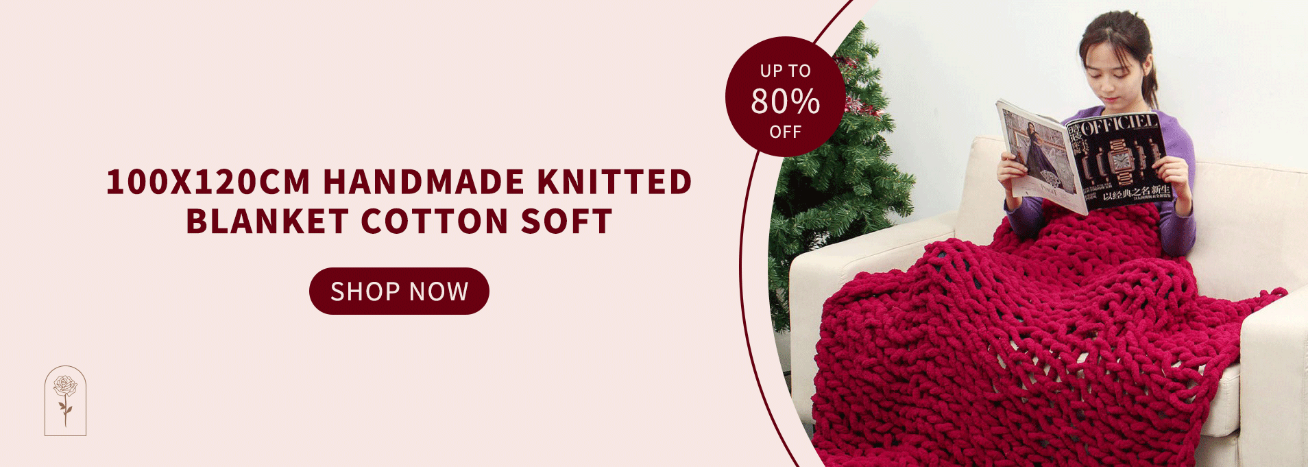 100x120cm Handmade Knitted Blanket Cotton Soft
