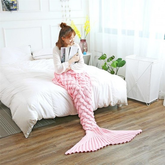 Mermaid Tail Blankets Yarn Knitted Handmade Crochet Mermaid Blanket Kids Throw Bed Wrap