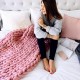 80x100CM Handmade Knit Knitted Blankets Soft Thick Cotton Throw Sofa Bed Decor