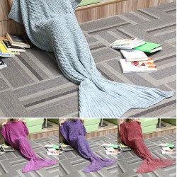 80x190CM Adult Yarn Knitted Mermaid Tail Blanket Handmade Crochet Throw Super Soft Sofa Bed Mat