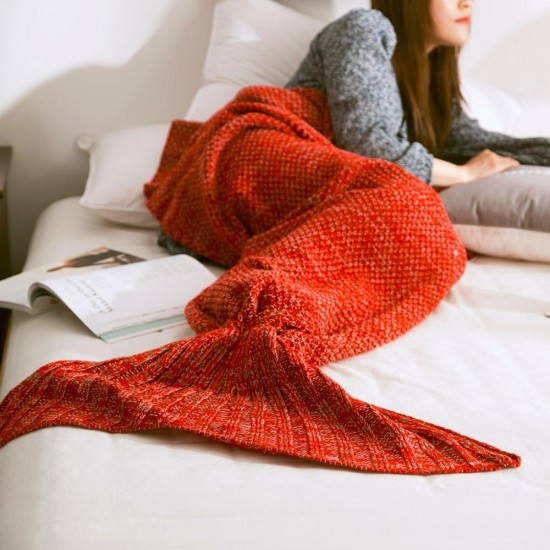 Knitted Handmade Mermaid Tail Blankets Yarn Crochet Mermaid Blanket Kids Throw Wrap Super Soft Sl