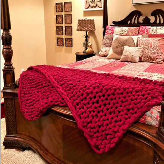 100x120cm Handmade Knitted Blanket Cotton Soft