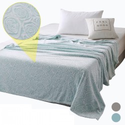 Elegant Rose Stereoscopic Plush Flannel Fleece Warm Soft Blanket  Decor for Cover Sofa Bed Bedspread Winter