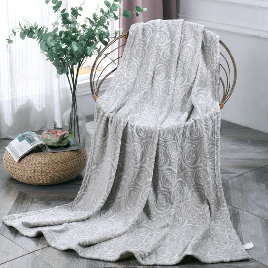 Elegant Rose Stereoscopic Plush Flannel Fleece Warm Soft Blanket  Decor for Cover Sofa Bed Bedspread Winter