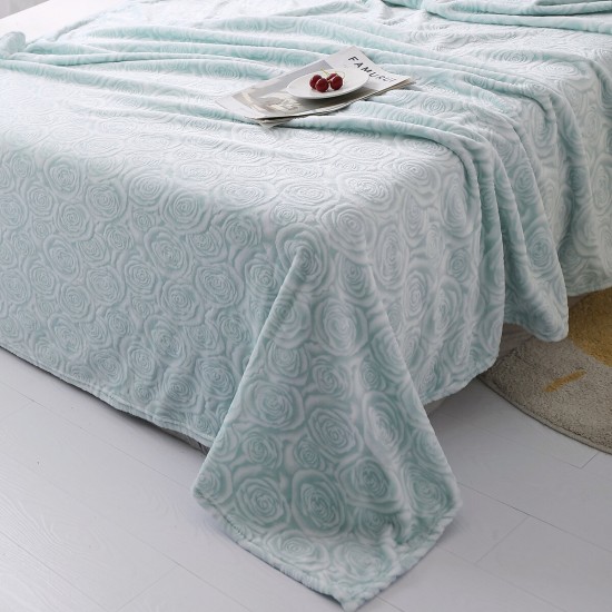 Elegant Rose Stereoscopic Plush Flannel Fleece Warm Soft Blanket  Decor for Cover Sofa Bed Bedspread Winter