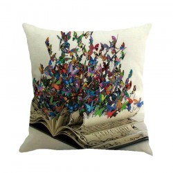 Romantic Beautiful Pillow Cover Butterflies Cotton Linen Cushion Cover Pillow Case