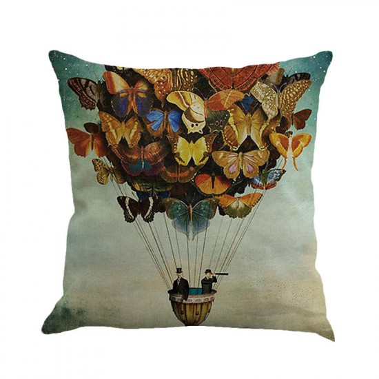 Romantic Beautiful Pillow Cover Butterflies Cotton Linen Cushion Cover Pillow Case