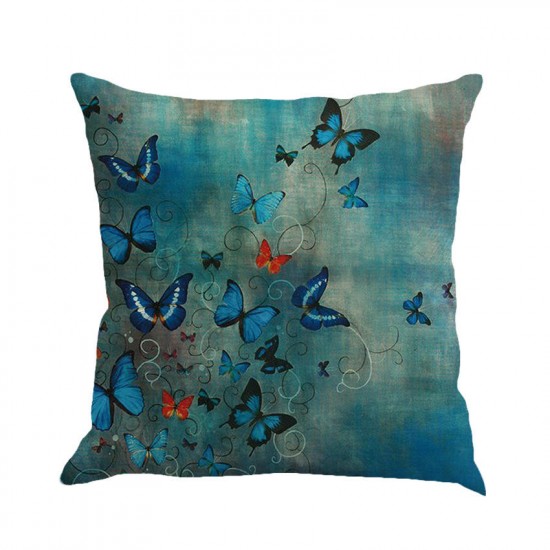 Romantic Beautiful Pillow Cover Butterflies Cotton Linen Cushion Cover Pillow Case