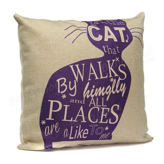 Linen Cartoom Cats Throw Pillow Case Cushion Cover Home Decor