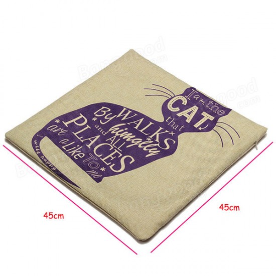 Linen Cartoom Cats Throw Pillow Case Cushion Cover Home Decor