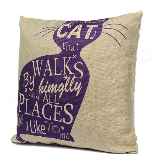 Linen Cartoom Cats Throw Pillow Case Cushion Cover Home Decor