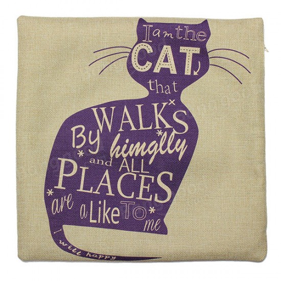Linen Cartoom Cats Throw Pillow Case Cushion Cover Home Decor