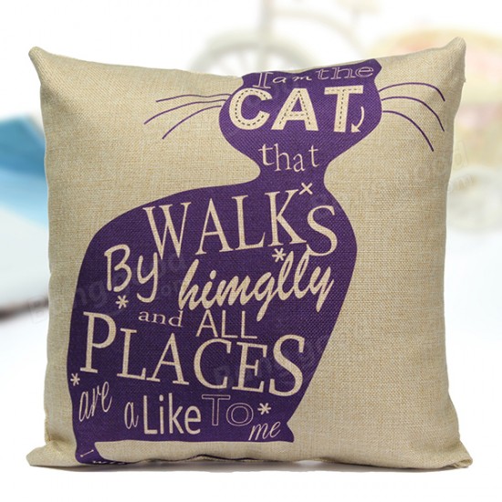 Linen Cartoom Cats Throw Pillow Case Cushion Cover Home Decor