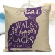 Linen Cartoom Cats Throw Pillow Case Cushion Cover Home Decor