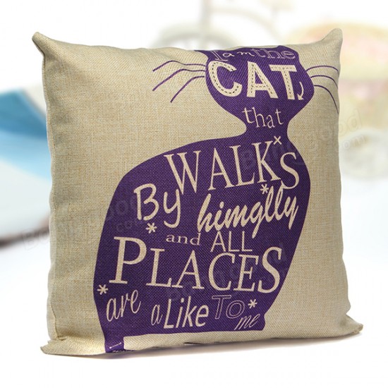 Linen Cartoom Cats Throw Pillow Case Cushion Cover Home Decor