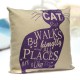 Linen Cartoom Cats Throw Pillow Case Cushion Cover Home Decor