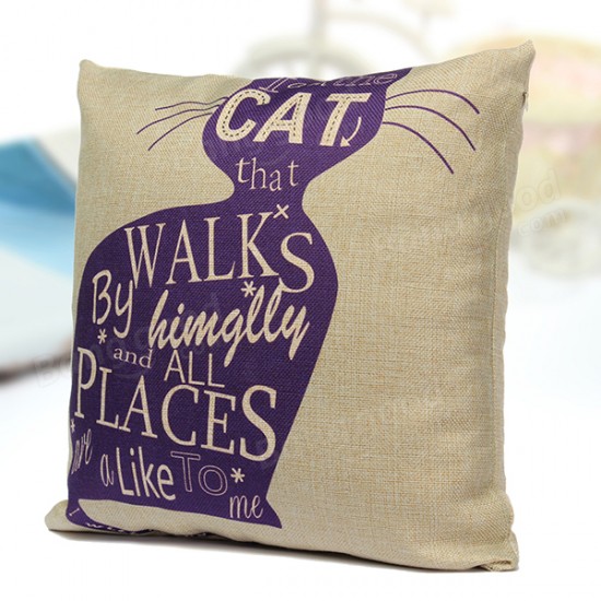 Linen Cartoom Cats Throw Pillow Case Cushion Cover Home Decor