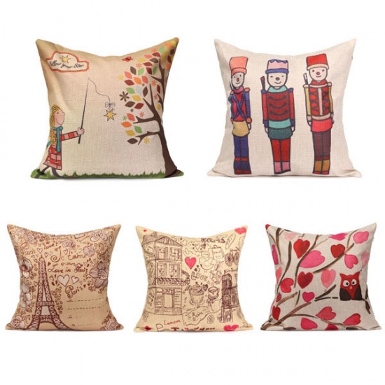 Printing Art Cotton Linen Pillow Case Sofa Car Cushion Cover Home Decor