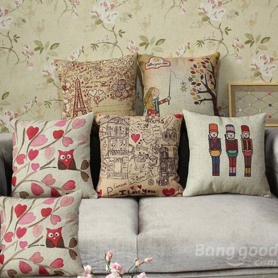 Printing Art Cotton Linen Pillow Case Sofa Car Cushion Cover Home Decor