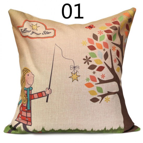 Printing Art Cotton Linen Pillow Case Sofa Car Cushion Cover Home Decor