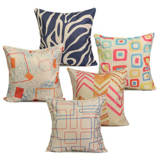 Colorful Geometric Cotton Linen Throw Pillow Cases Home Sofa Cushion Cover