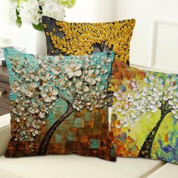 3D Vintage Flower Cotton Linen Pillow Case Waist Cushion Cover Bags Home Car Decor