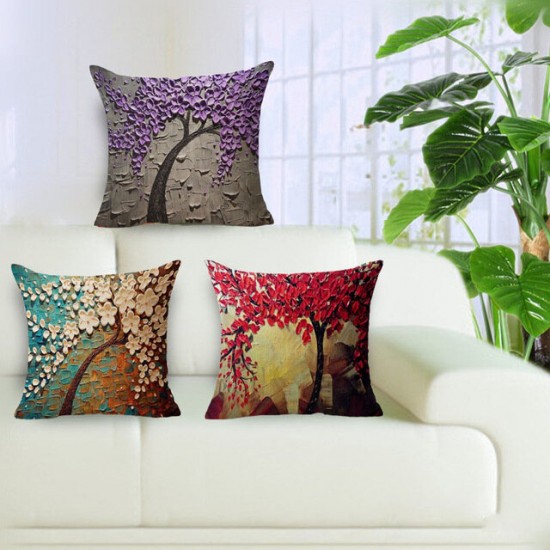 3D Vintage Flower Cotton Linen Pillow Case Waist Cushion Cover Bags Home Car Decor