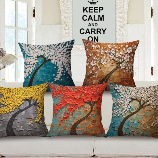 3D Vintage Flower Cotton Linen Pillow Case Waist Cushion Cover Bags Home Car Decor