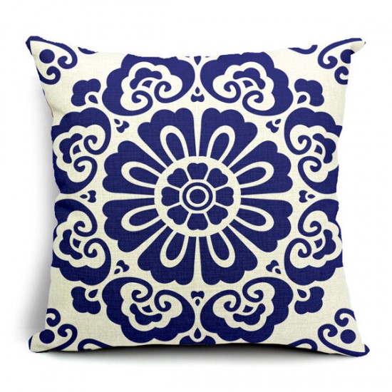 Chinoiserie Pillow Case Blue And White Porcelain Pillowcase