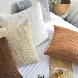 100% Cotton Knit Cushion Covers Decorative Stretchable Pillow Case for Living Room Car Office