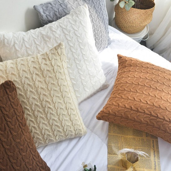 100% Cotton Knit Cushion Covers Decorative Stretchable Pillow Case for Living Room Car Office