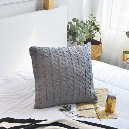 100% Cotton Knit Cushion Covers Decorative Stretchable Pillow Case for Living Room Car Office