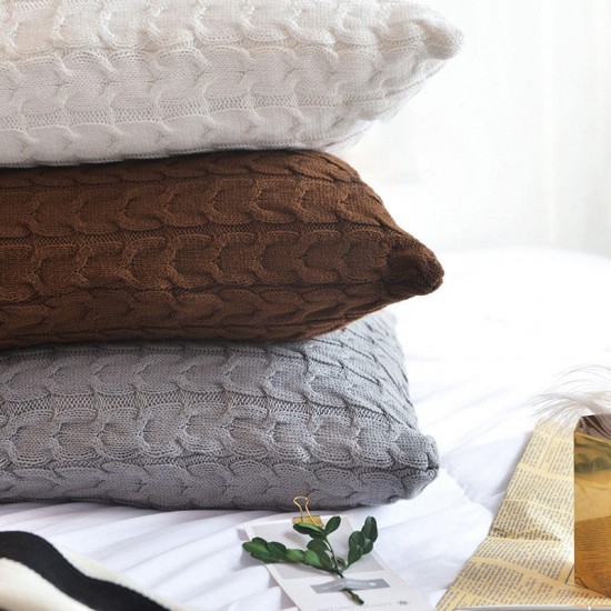 100% Cotton Knit Cushion Covers Decorative Stretchable Pillow Case for Living Room Car Office