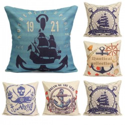 Nautical Series Mediterranean Style Throw Pillow Case Square Home Sofa Cushion Cover