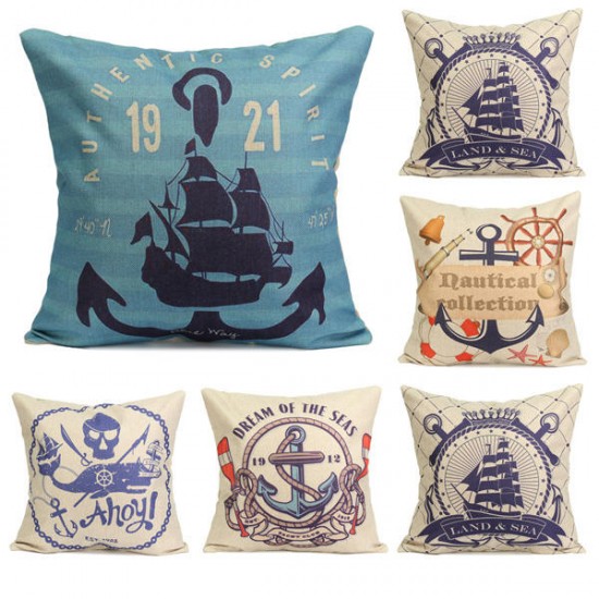 Nautical Series Mediterranean Style Throw Pillow Case Square Home Sofa Cushion Cover