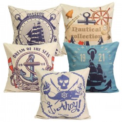 Nautical Series Mediterranean Style Throw Pillow Case Square Home Sofa Cushion Cover