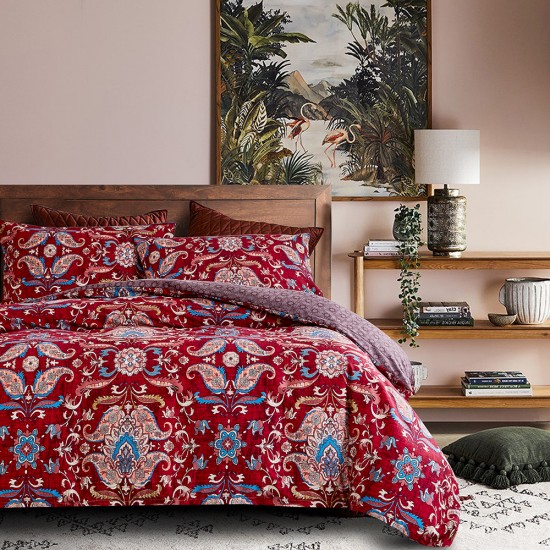 Bohemian King Size Comforter Duvet Cover Set Colorful Floral Boho Bedding Set Bed Sheet & Pillowcase Sets