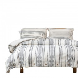 Striped Boho Duvet Cover  3 Pcs Soft Queen White Duvet Cover Comforter Bohemian Aztec Comforter Cover Linen Summer Bedding Set