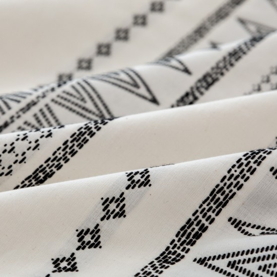 Striped Boho Duvet Cover  3 Pcs Soft Queen White Duvet Cover Comforter Bohemian Aztec Comforter Cover Linen Summer Bedding Set