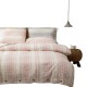 Pink Geometric Stripe Boho Duvet Cover Set King Size 3 pcs Ultra Soft Breathable Aztec Cotton Comforter Cover With Button