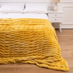 Faux Fur Fluffy Yellow Bedding Duvet Cover Set Down Comforter Quilt Cover Custom 100% Polyester 80 Knitted 1 Pcs 173 * 118 300tc