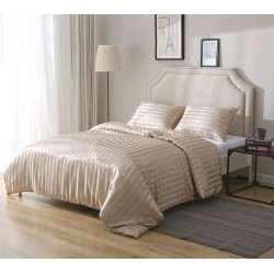 Silky Satin Smooth King size Jacquard Striped Solid Color Duvet Cover Set