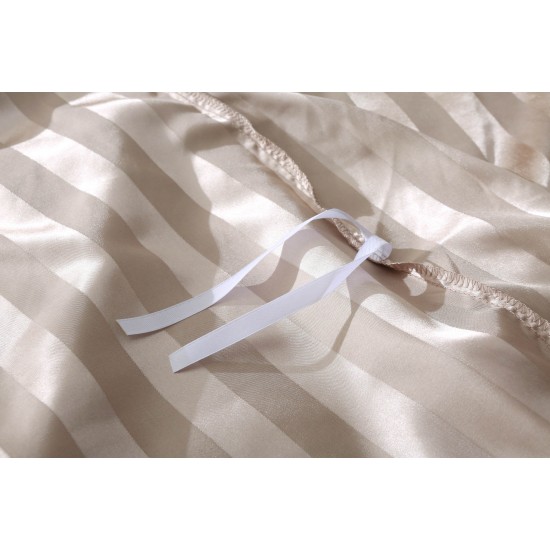 Silky Satin Smooth King size Jacquard Striped Solid Color Duvet Cover Set