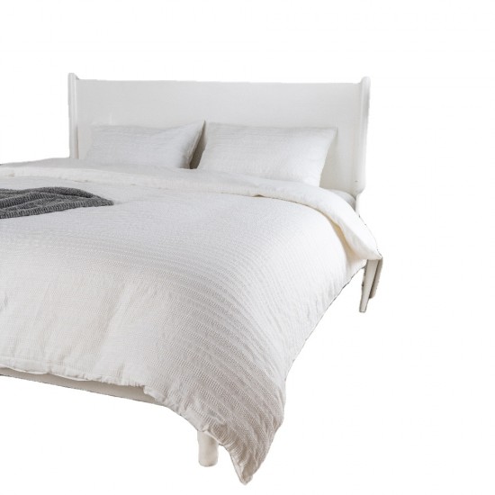 100% Cotton Waffle Weave Duvet Cover Set 3 Pieces Comforter Cover Soft and Breathable Bedding Sets for All Seasons