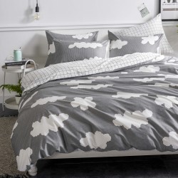 100% Cotton 90''x90'' Clouds Pattern Soft Hypoallergenic Breathable Duvet Cover Pillowcase Comforter Cover With Zip Closure