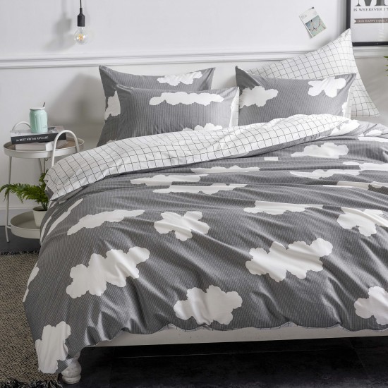 100% Cotton 90''x90'' Clouds Pattern Soft Hypoallergenic Breathable Duvet Cover Pillowcase Comforter Cover With Zip Closure