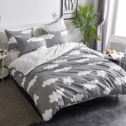 100% Cotton 90''x90'' Clouds Pattern Soft Hypoallergenic Breathable Duvet Cover Pillowcase Comforter Cover With Zip Closure