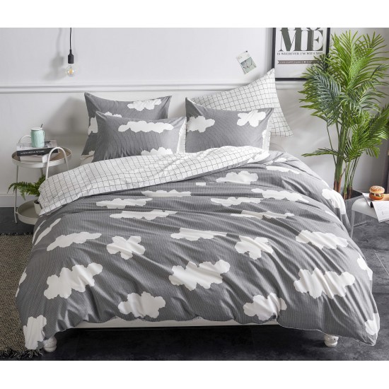 100% Cotton 90''x90'' Clouds Pattern Soft Hypoallergenic Breathable Duvet Cover Pillowcase Comforter Cover With Zip Closure