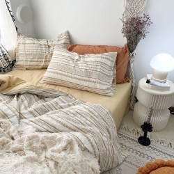 Duvet Cover Set Queen Geometric Pattern Print White Duvet Cover Soft Microfiber Comforter Cover with Button Closure Corner Tie