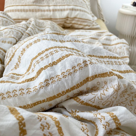 Duvet Cover Set Queen Geometric Pattern Print White Duvet Cover Soft Microfiber Comforter Cover with Button Closure Corner Tie